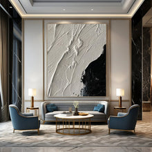 Load image into Gallery viewer, “Textured Monochrome Abstract” - White, Black Abstract Art on Canvas DKH1328
