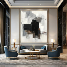 Load image into Gallery viewer, “Abstract Black and White Expressions” - Black, White, Grey Abstract Art on Canvas DKH1275
