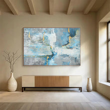 Load image into Gallery viewer, Abstract Blue and Gold Painting on Canvas - “Ethereal Hues” DKH756

