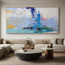 Load image into Gallery viewer, Large - Format Hand - painted Blue - Hued Abstract Chaos Acrylic Art for Creative Studios LargeART0222
