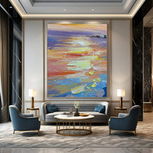 Load image into Gallery viewer, “Sunset Hues: Coastal Abstract” Abstract Painting on Canvas, Beach House Decor DKH1040

