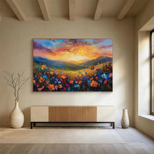 Load image into Gallery viewer, Mountain Sunset “Flower Valley” Painting on Canvas, Scenic Impasto Art DKH837
