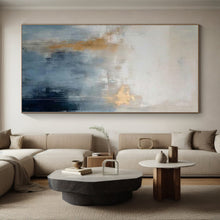 Load image into Gallery viewer, Grand Hand - painted Blue - Gray and Gold Abstract Drift Acrylic Art for Coastal - Inspired Studies LargeART0250
