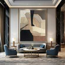 Load image into Gallery viewer, “Wooden Puzzle” - Neutral Geometric Mosaic, Great for Studio Warmth, Abstract Painting on Canvas DKH1071
