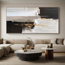 Load image into Gallery viewer, Oversized Black - White - Gold Abstract Art for Luxury Bedroom &amp; High - End Lounge LargeART0497
