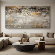 Load image into Gallery viewer, Hand - painted Substantial Gray - Gold Abstract Mural Acrylic Art for Industrial - Style Lofts LargeART0086
