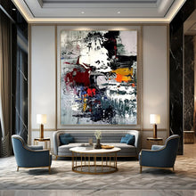 Load image into Gallery viewer, “Colorful Chaos Fusion” – Vibrant mix of red, yellow, blue, gray, dynamic splashes DTP391
