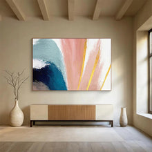 Load image into Gallery viewer, Pastel - Hued Abstract Painting with Gold Accents for Bohemian Bedroom &amp; Chic Café DKH216
