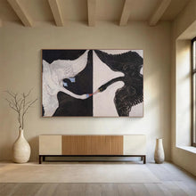 Load image into Gallery viewer, Black and White Swans Abstract Painting for Elegant Dining Room &amp; Art - Filled Hallway DKH125
