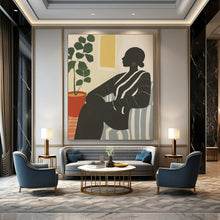 Load image into Gallery viewer, Black - White - Color Abstract Figure Art, Suited for Eclectic Bedroom &amp; Nature - Inspired Office LargeART2041
