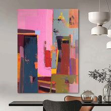 Load image into Gallery viewer, “Pink - Hued Urban” – Color - block Abstract Acrylic with Vibrant City Vibes DTP050
