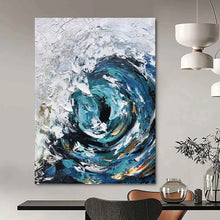 Load image into Gallery viewer, “Textured Blue Ocean Vortex” - Blue, White, Grey Abstract Art on Canvas DKH1295
