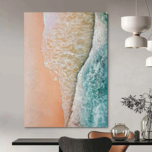 Load image into Gallery viewer, “Coastal Embrace” – Pink &amp; Blue Aerial Beach - view Abstract Acrylic Art DTP044
