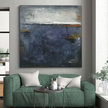 Load image into Gallery viewer, Dark Blue Abstract Horizon Art for Contemporary Bedroom &amp; Intimate Wine Bar LargeART0903
