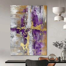 Load image into Gallery viewer, “Cross of Purple and Gold” – Symbolic Abstract with Rich Color Combinations DTP135
