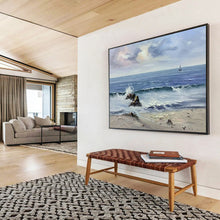 Load image into Gallery viewer, Seascape with Rocks: Dramatic Coastal Abstract Large - Scale Hand - painted Abstract Acrylic Art DLZ190
