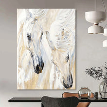 Load image into Gallery viewer, “Elegant White Horses” - Impressionistic Equine Art on Canvas DKH1641
