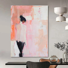 Load image into Gallery viewer, Minimalist Abstract Figure Art, Soft Pink - Toned Painting for Feminine Bedroom &amp; Serene Meditation Space LargeART2205

