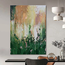 Load image into Gallery viewer, Green - Gold Floral Abstract Painting, Suited for Botanical - Themed Bedroom &amp; Garden - Lover’s Study LargeART1403
