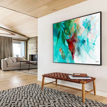 Load image into Gallery viewer, Turquoise Floral &amp; Aquatic Abstract Painting on Canvas DKH538

