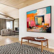 Load image into Gallery viewer, Color - Blocked Interior Abstract Painting on Canvas - “Vibrant Rooms” DKH639
