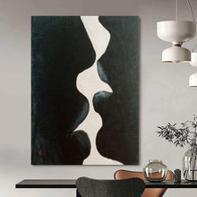 Load image into Gallery viewer, Black and White Kiss Abstract Canvas Painting, Perfect for Intimate Bedroom &amp; Contemporary Art Space LargeART1199
