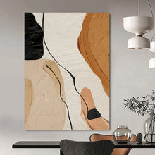 Load image into Gallery viewer, “Neutral Shapes &amp; Black Lines” - Minimalist Abstract Art on Canvas DKH1513

