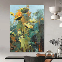 Load image into Gallery viewer, “Sunflower Field: Abstract Blooms” Abstract Painting on Canvas, Cheerful Kitchen Decor DKH1045
