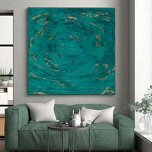Load image into Gallery viewer, Teal - Gold Circular Patterns Art for Coastal Spa &amp; Boho - Chic Living Room LargeART0902
