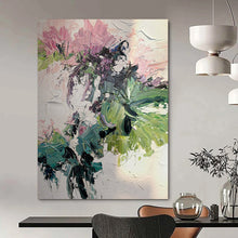 Load image into Gallery viewer, “Impasto Floral Bouquet” – Textured Flower Oil Painting with Pink &amp; Green Hues DTP271
