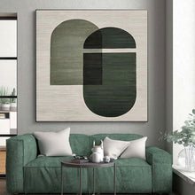Load image into Gallery viewer, Green &amp; Black Geometric Abstract Art – Ideal for Modern Office Lobby &amp; Minimalist Living Room LargeART0674

