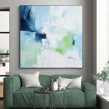 Load image into Gallery viewer, Custom Large Blue and Green Abstract Art - Great for Modern Office Break Room &amp; Nature - Loving Home LargeART0769
