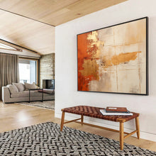 Load image into Gallery viewer, Orange, Gold, and White Abstract Fusion Abstract acrylic painting DLZ094
