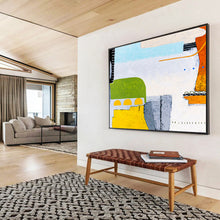 Load image into Gallery viewer, Pastel - Hued Geometric Abstract Painting on Canvas DKH545
