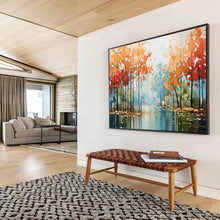Load image into Gallery viewer, Misty Autumn Forest Large - scale acrylic painting DLZ164
