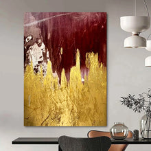 Load image into Gallery viewer, “Red and Gold Abstract Landscape” - Red, Gold Abstract Art on Canvas DKH1336
