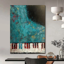 Load image into Gallery viewer, Teal - Toned Abstract Piano Painting, Suited for Music Room &amp; Creative Lounge LargeART1998
