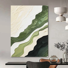 Load image into Gallery viewer, “Green &amp; Beige Textured Waves” - Nature - inspired Abstract Art on Canvas DKH1486
