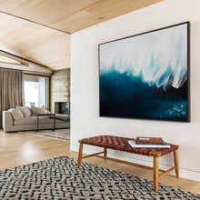 Load image into Gallery viewer, Blue &amp; White Wave Abstract - Coastal Living Room Art LargeART1498
