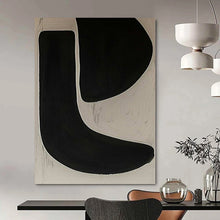 Load image into Gallery viewer, Bold Black and White Forms Abstract Canvas Painting, Suited for Industrial - Chic Loft &amp; Monochrome Dining Room LargeART1106
