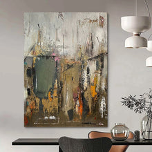 Load image into Gallery viewer, “Urban Chaos: Gray - Toned Abstract” Abstract Painting on Canvas, Industrial Loft Decor DKH1038
