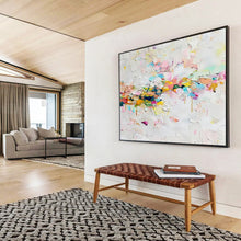Load image into Gallery viewer, Colorful Abstract Patchwork of Shapes Abstract acrylic painting DLZ044
