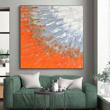Load image into Gallery viewer, Oversized Orange - Blue Textured Abstract Acrylic Art for Dining Room &amp; Art Gallery LargeART0405
