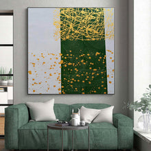 Load image into Gallery viewer, Large - Format Green &amp; Gold Abstract Art for Boho - Chic Bedroom &amp; Art Gallery Hallway LargeART0476
