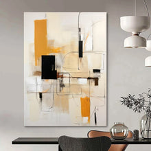 Load image into Gallery viewer, Orange &amp; Black Geometric Abstract Painting, Perfect for Bold Home Office &amp; Stylish Dining Room LargeART1461
