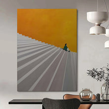 Load image into Gallery viewer, Orange &amp; Gray Minimalist Abstract Art, Perfect for Modern Hallway &amp; Thoughtful Study LargeART2100
