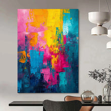 Load image into Gallery viewer, “Vivid Clash” – Pink, Yellow, Blue &amp; Orange Abstract Acrylic with Bold Blocks DTP060
