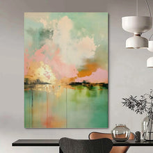 Load image into Gallery viewer, “Pastel Sky - Water Abstract” Abstract Painting on Canvas, Serene Wall Art DKH994
