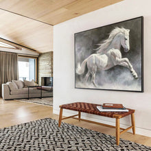 Load image into Gallery viewer, Hand - painted Majestic White Horse Acrylic Art for Equestrian - Inspired Living Spaces LargeART1744
