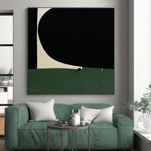 Load image into Gallery viewer, Black, White, and Green Geometric Acrylic Art - Perfect for Modernist Hallway &amp; Minimalist Gallery LargeART0651
